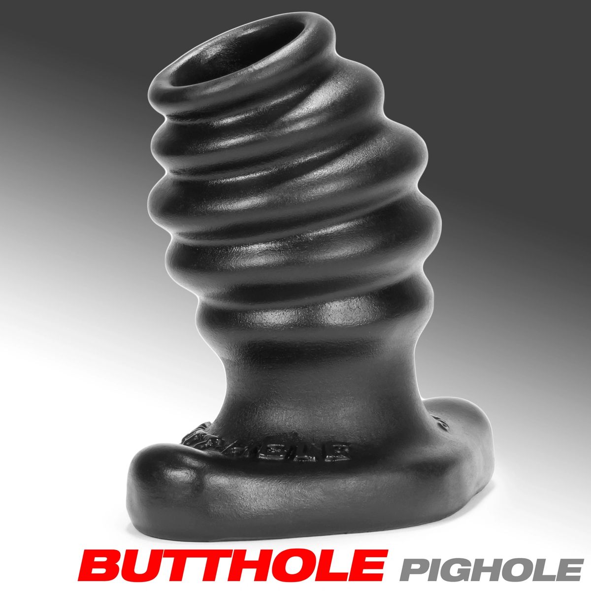 BUTTHOLE rippled squishy pighole fuckplug PLATINUM SILICONE black