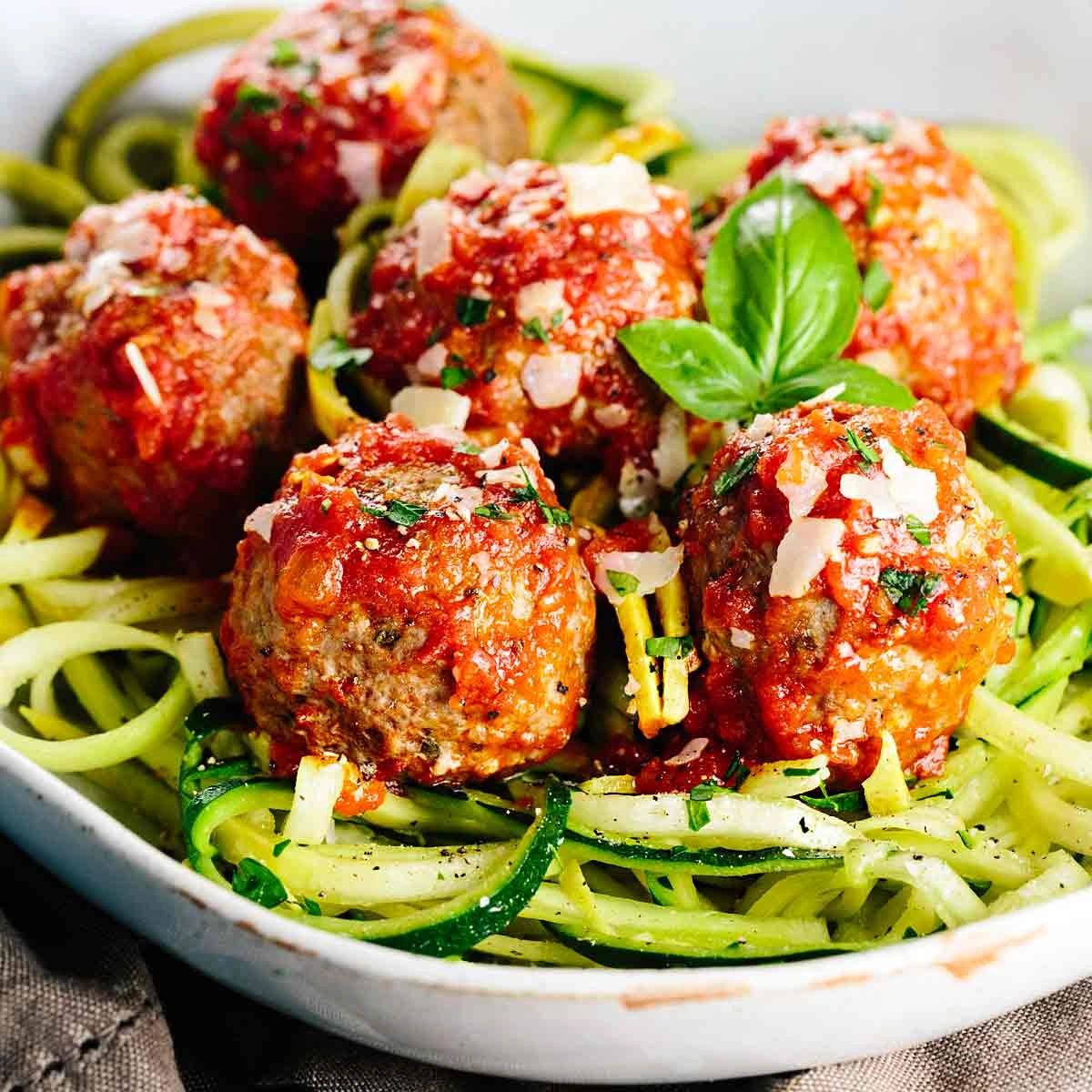 Zucchini Pasta with Turkey Meatballs