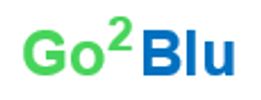 Logo with "Go2Blu" text in green and blue.