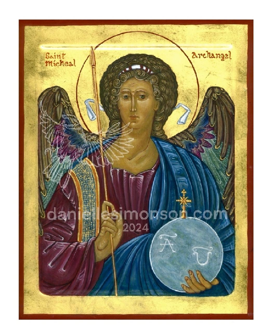 Icon of Saint Michael the Archangel with spear and globe.