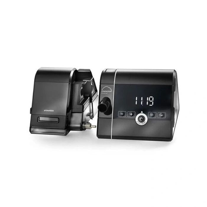 A sleek black medical device with digital display and controls.