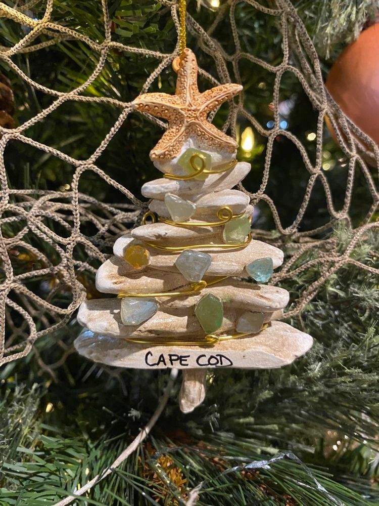 Driftwood and Seaglass “Cape Cod” Tree Ornament