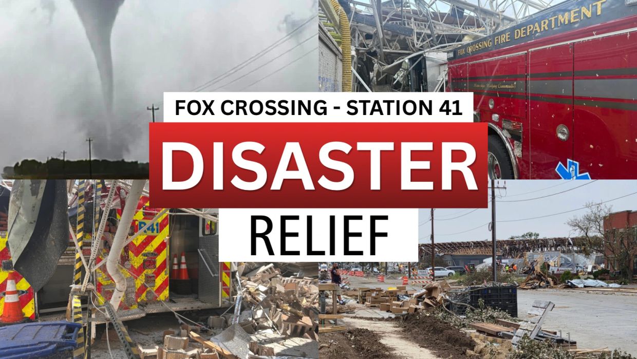 Disaster relief efforts at Fox Crossing - Station 41 following severe weather.