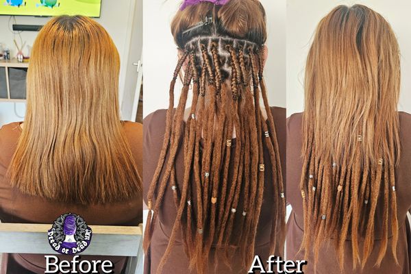 Half head auburn/ginger dreadlocks extensions. Norfolk, UK