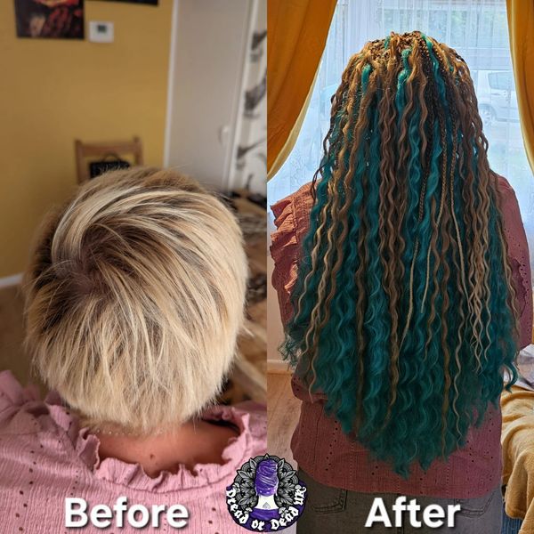 Reusable curls installed into short blonde hair 