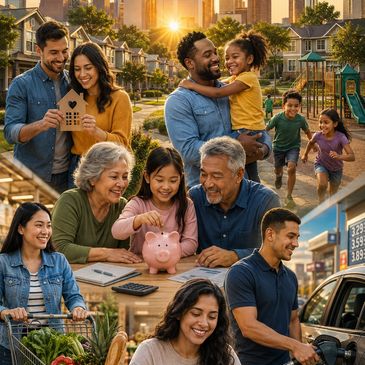 Multigenerational family enjoying life, saving money, and shopping together.