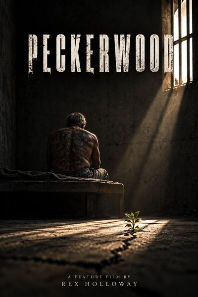 Man sitting alone in dim prison cell with a small plant growing on the floor.