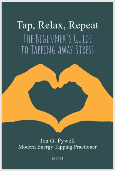 Book cover titled 'Tap, Relax, Repeat' about stress relief through tapping.