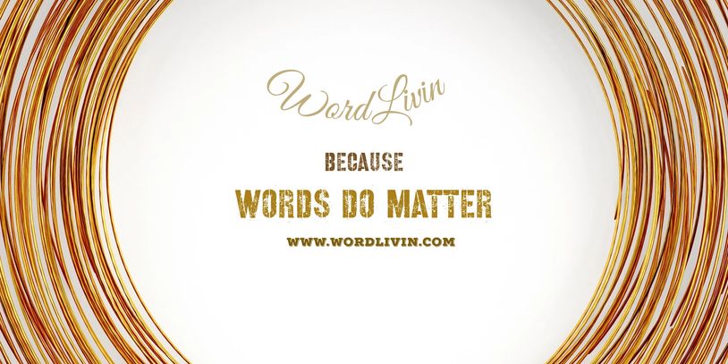 Inspirational quote emphasizing the importance of words with golden circular lines.