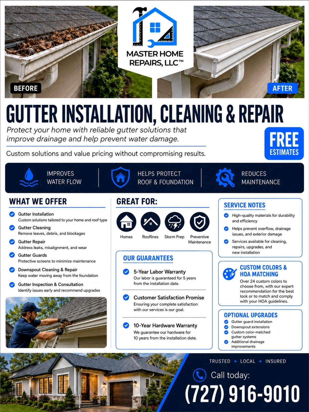 Professional gutter replacement in Trinity FL, New Port Richey, Odessa, and surrounding areas