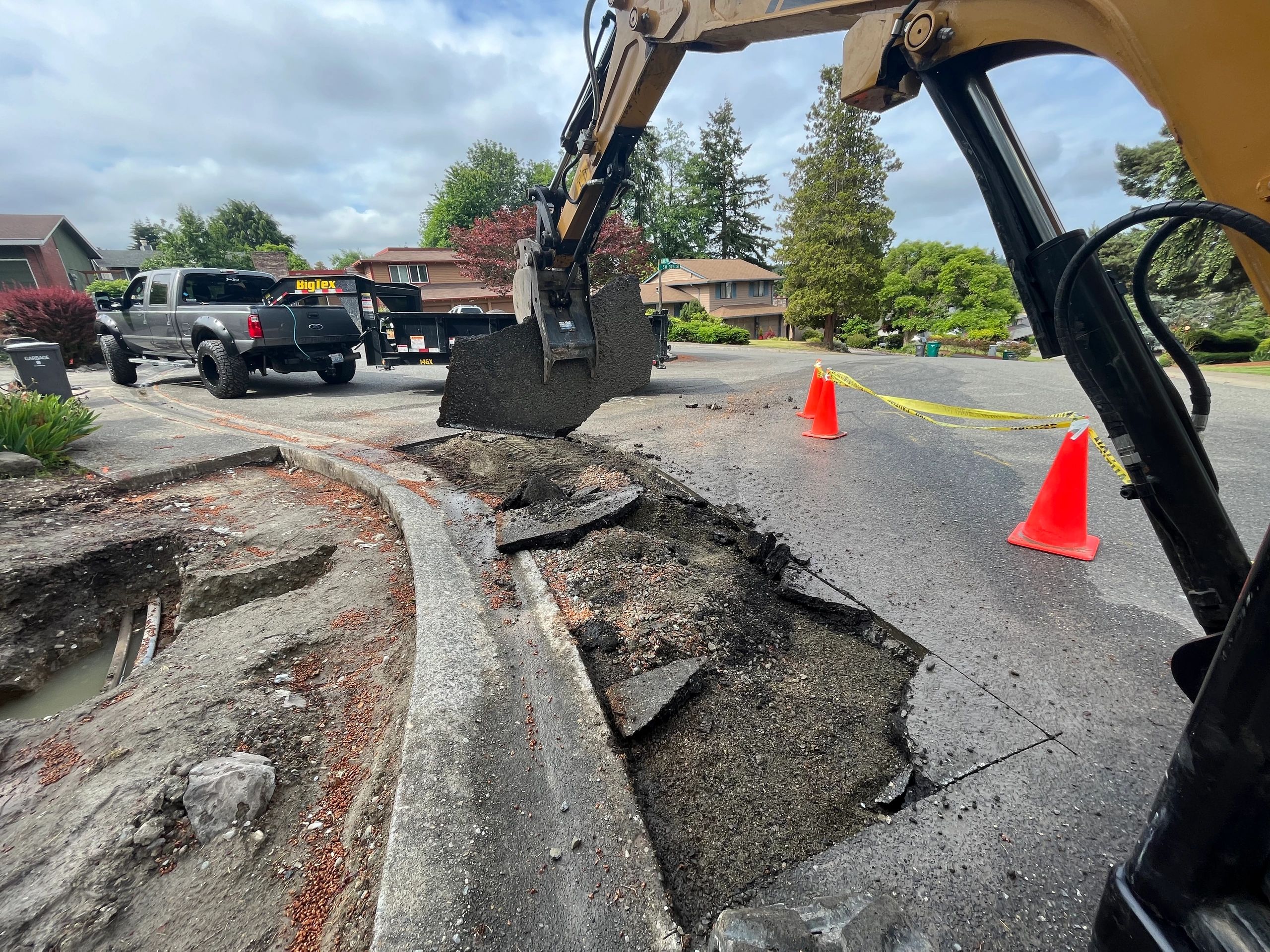 asphalt removal for new electrical service with transformer install. removal of city sidewalk