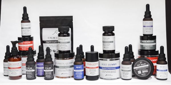 full collection of hemp cannabis products for healthy living