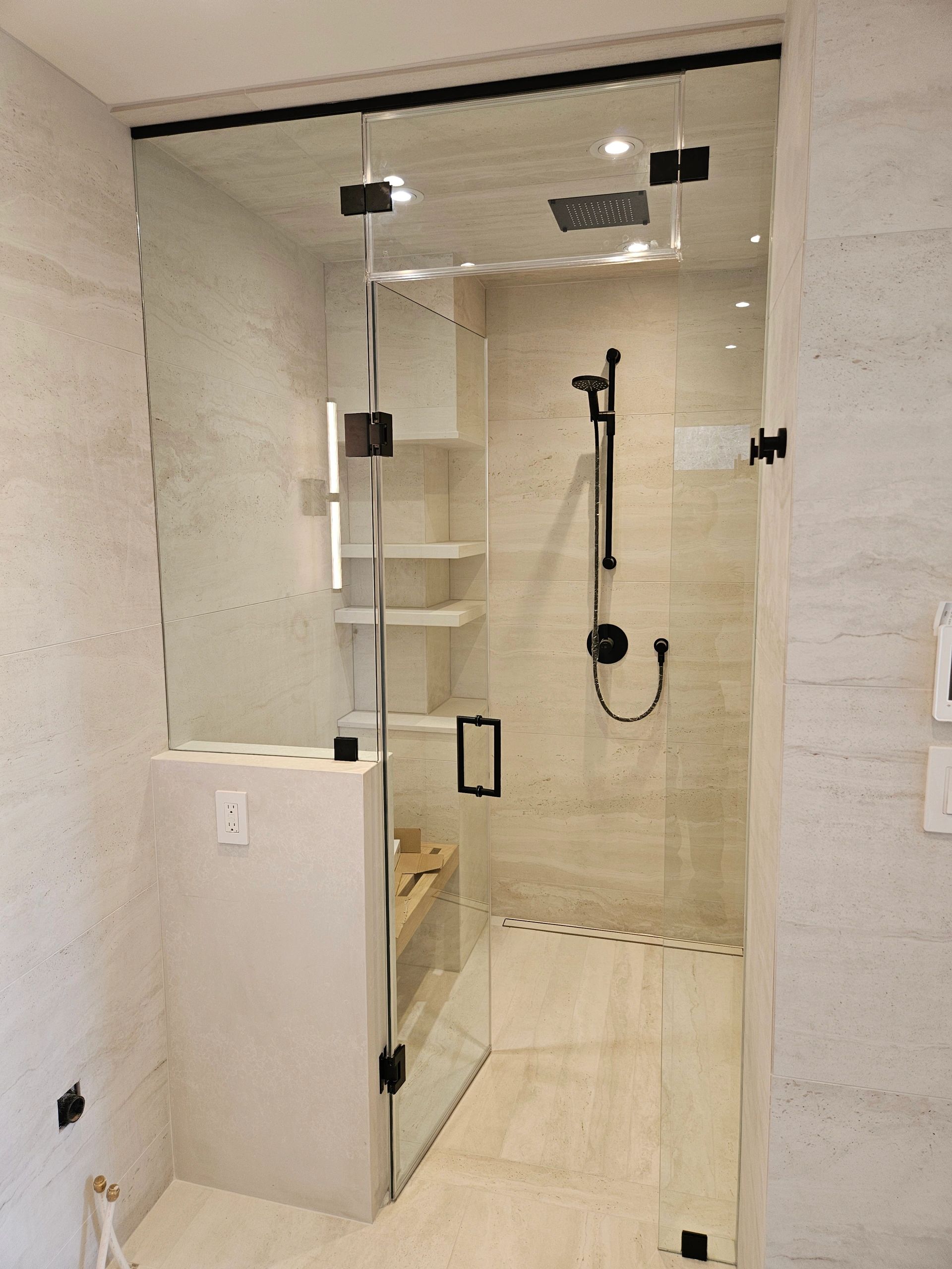 Steam Shower enclosure with half wall