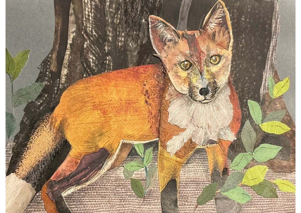 Pensive young fox in the forest abstract collage

Available as framed original collage ar