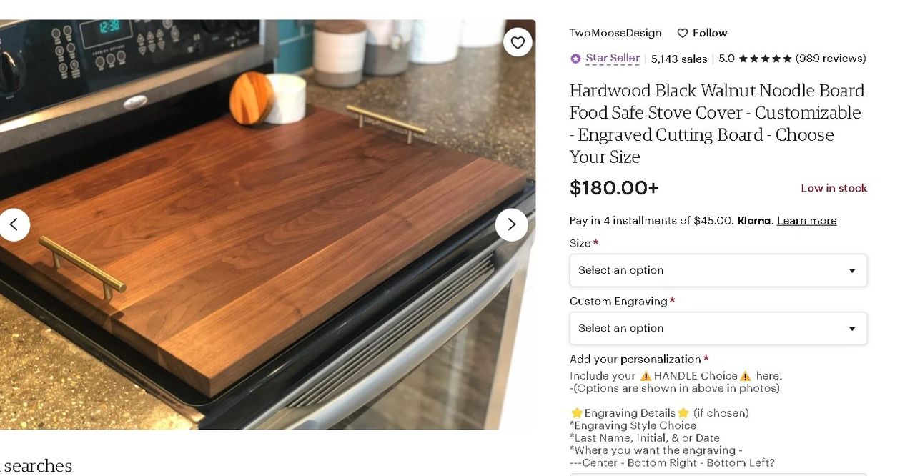 Black Walnut Stove Top Cover Cutting Board