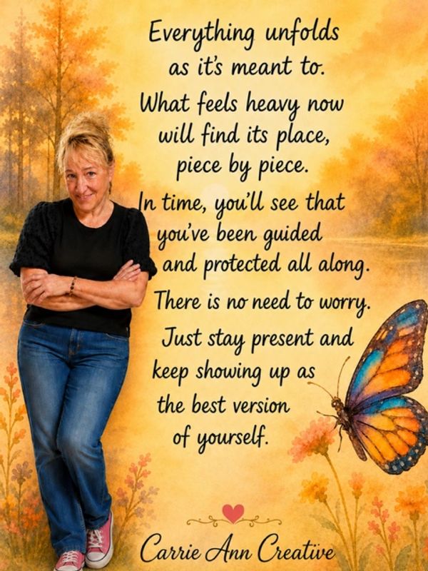 Inspirational message about patience and self-growth with woman and butterfly image.