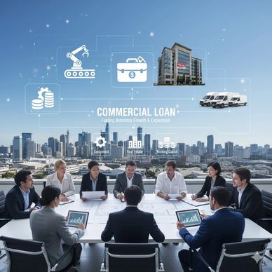 Business meeting discussing commercial loans for growth and expansion.