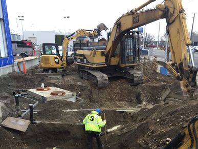 utilities site prep excavation with trackhoe