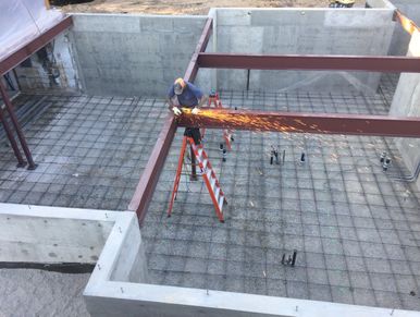 red iron steel fitting installation