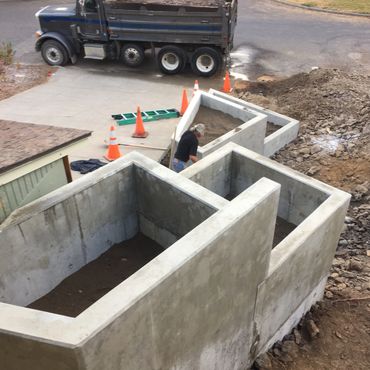 residential walls - architectural landscape planters with chamfered corners