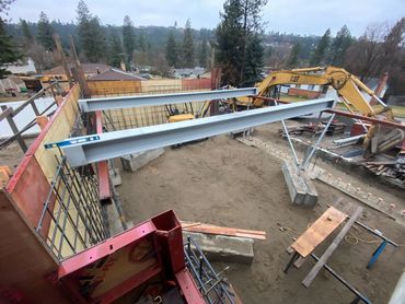 residential walls - 3 bay garage with rooftop patio (view 1) - i-beam installation