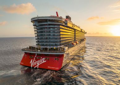 A Virgin Ship sailing out to sea 