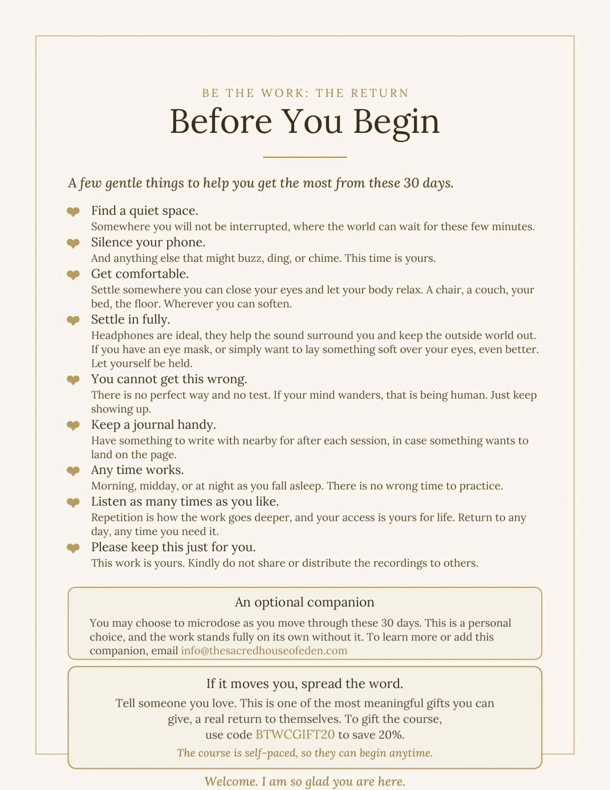 Guidelines for a calm and focused 30-day practice journey.