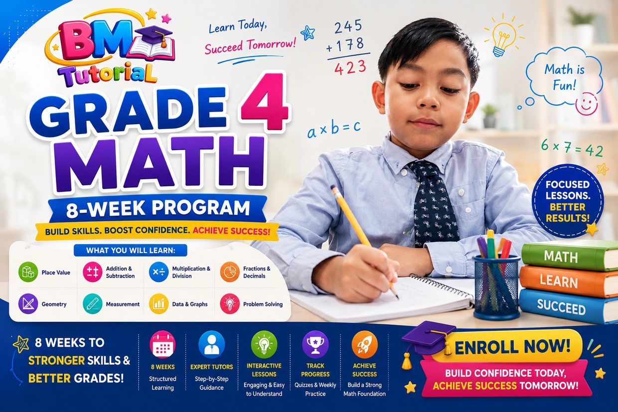 Grade 4 math 8-week program to build skills and confidence.