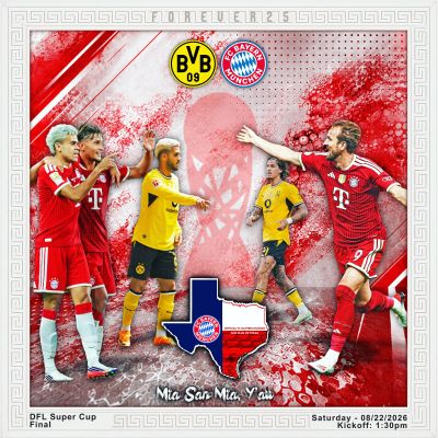Bayern Munich vs Borussia Dortmund in Texas for DFL Super Cup 2026.