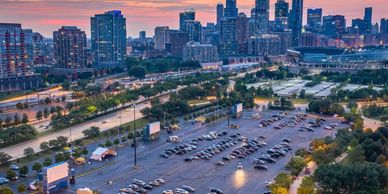 Aerial shot of CHI-Together event at Soldier Field in Chicago.