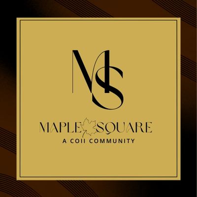 Logo for Maple Square, a COII community, featuring stylized letters and a maple leaf.