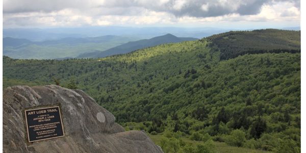A view of Black Balsam from the rock containing the Art Loeb trail dedication plaque. 
