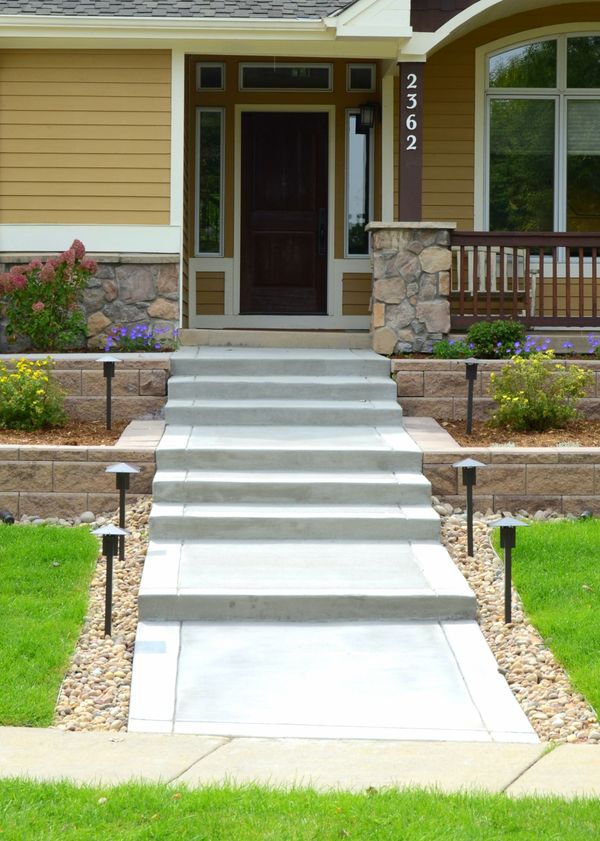 stamped concrete entry path