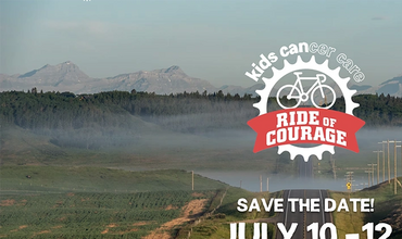 Scenic view with Ride of Courage logo and event date.