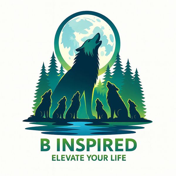 Wolf pack howling at the moon with inspirational text.