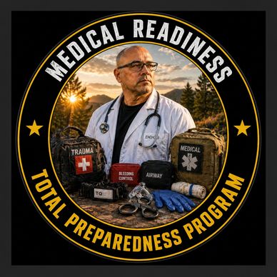 A doctor with medical kits promoting readiness and preparedness.