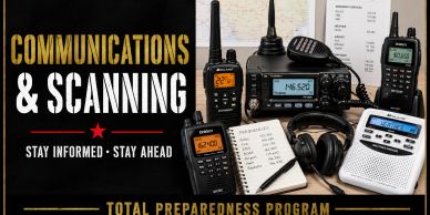 Various communication and scanning devices with a notebook and headphones.