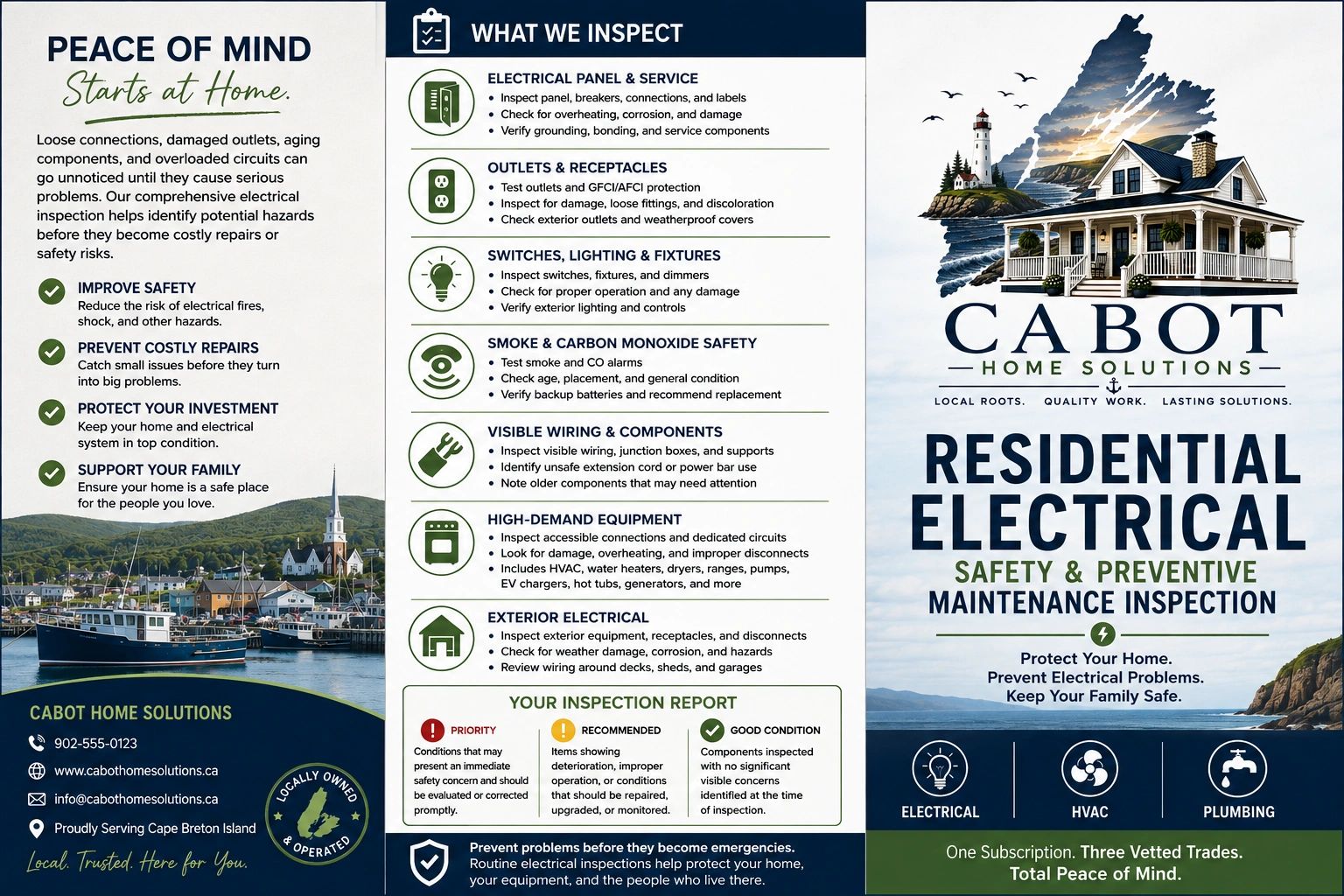 Residential electrical safety and preventive maintenance inspection by Cabot Home Solutions.