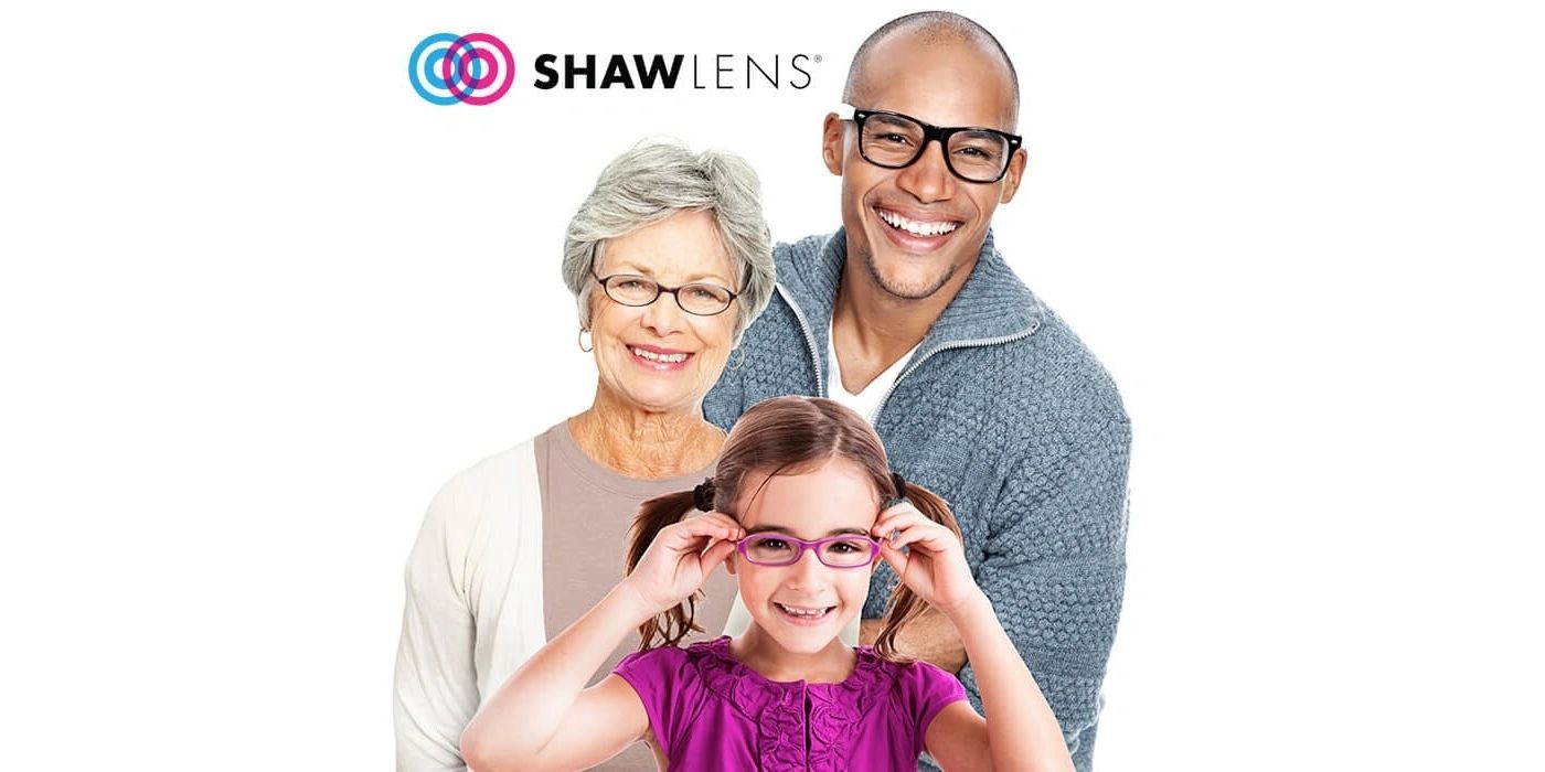 children and adults showing their satisfaction and joy of the vision comfort provide by SHAW lenses 