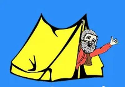 Caricature of a tent and miner
