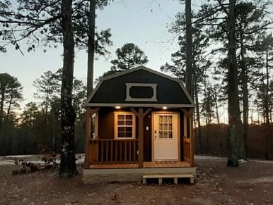 Tiny Cabin Rental In Arkansas at Crystal Ridge RV Park at Ron Coleman Mining