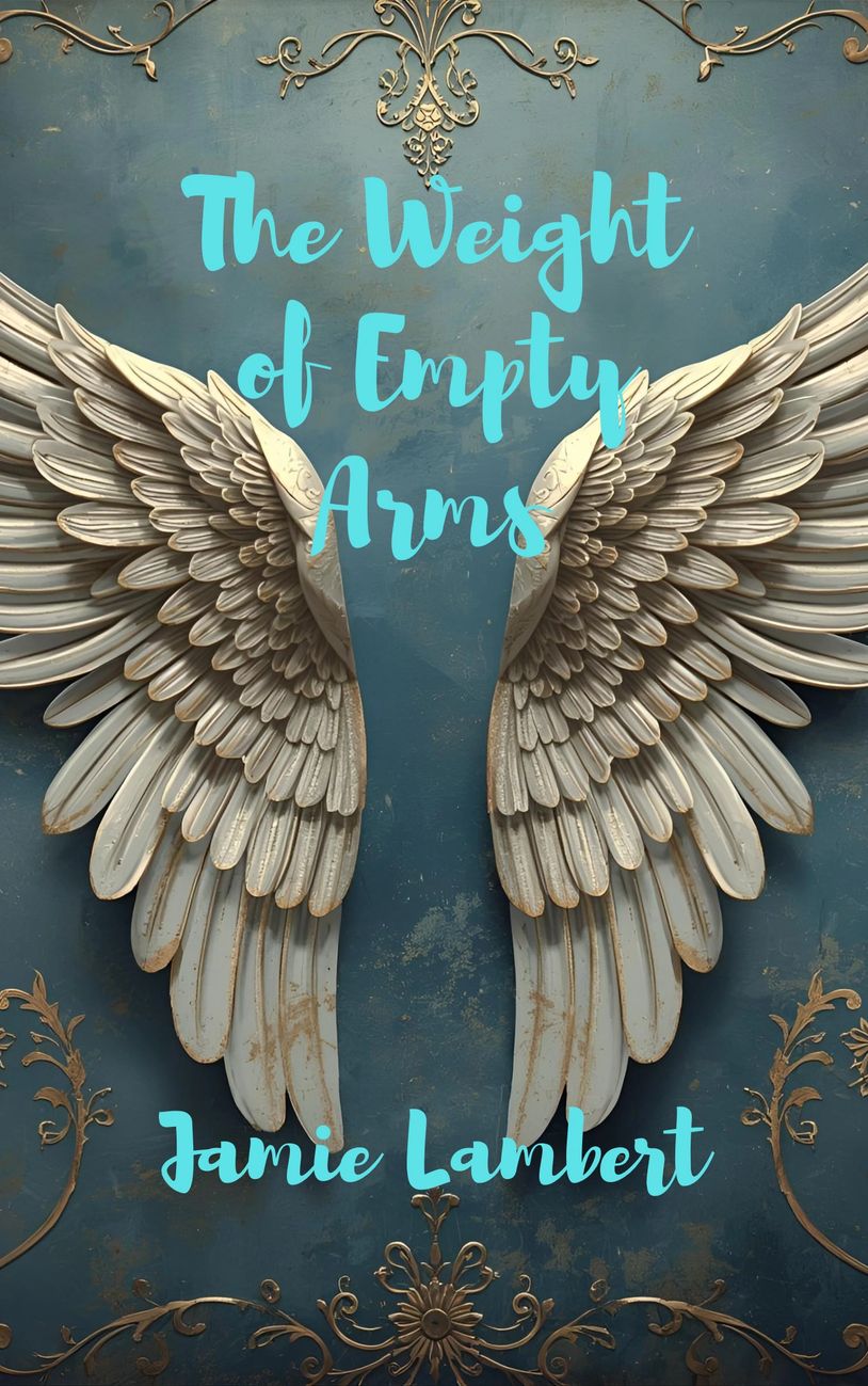 Book cover with angel wings and cursive title.