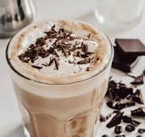 equal parts espresso and steamed milk mixed together or w/ milk foam 