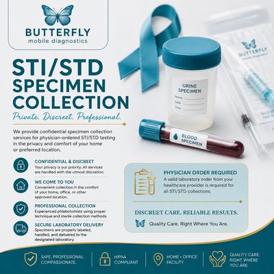 Butterfly mobile diagnostics STI/STD specimen collection services.