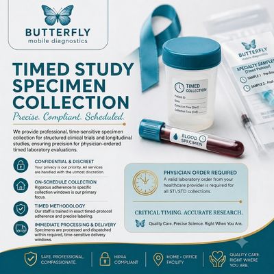 Infographic for Butterfly Mobile Diagnostics timed study specimen collection.