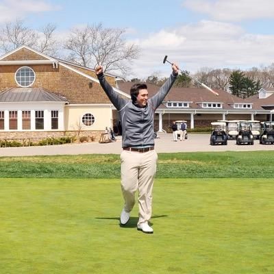 Daniel O' Malley, PGA Head Golf Professional, celebrating with hands up