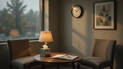 Cozy room with two chairs and a round table.