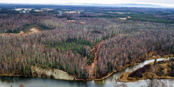 Aerial photo of the West Susitna River area.