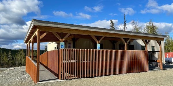 Photo of the Point Mackenzie Community Council Building showing handicap access.