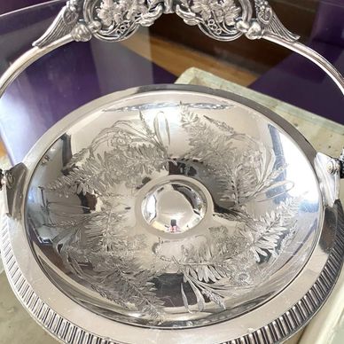 Antique silver plate bride’s basket.